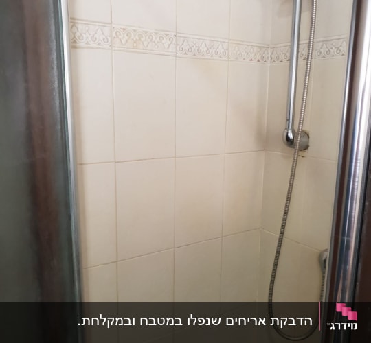 חיפוי קיר קרמיקה ומקלחון בחדר רחצה